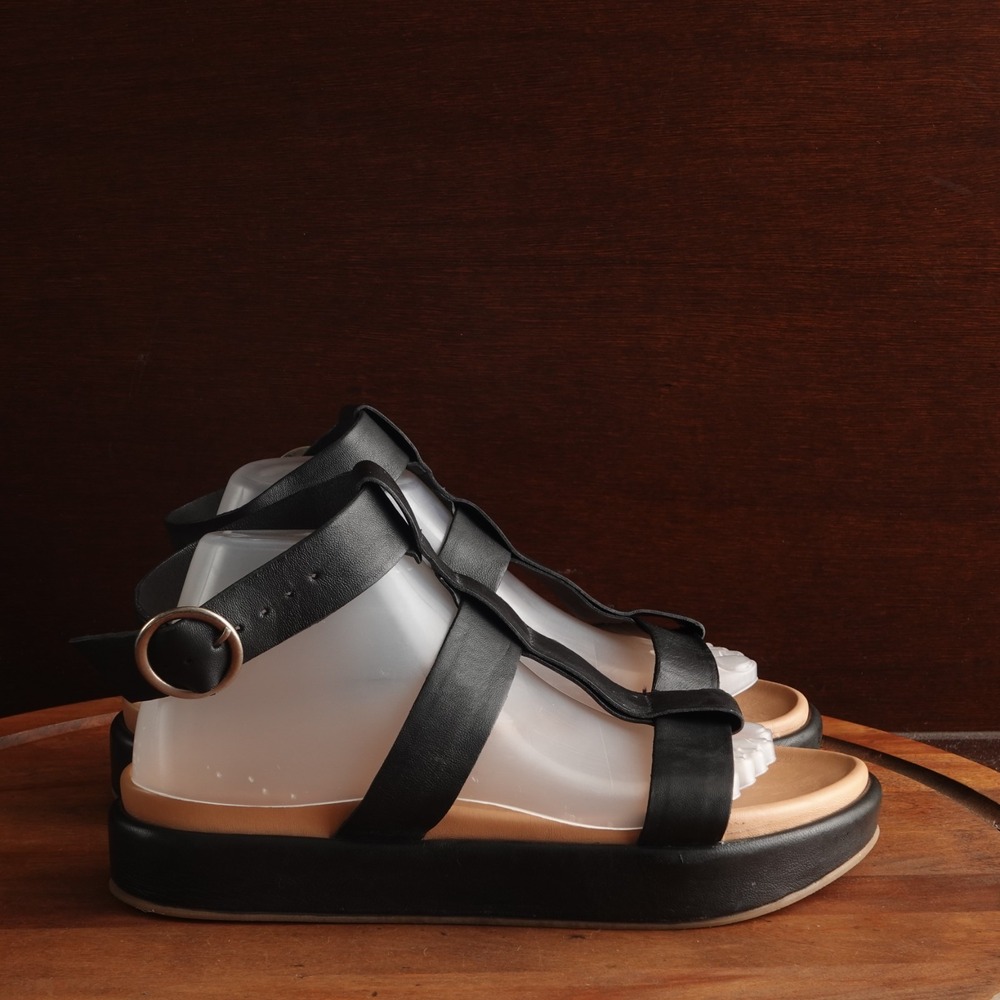 Beek Sandals Womens SZ 9 BLK Kestrel Platform Leather Minimalist Coastal Shoes